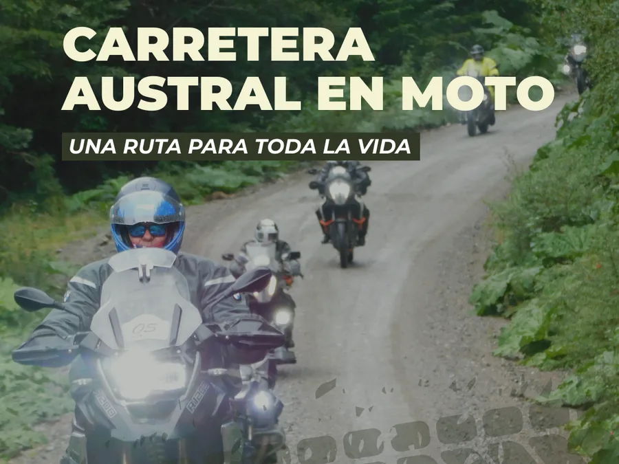Grupo de motociclistas en la Carretera Austral, contenido de Ariel Giaccaglia